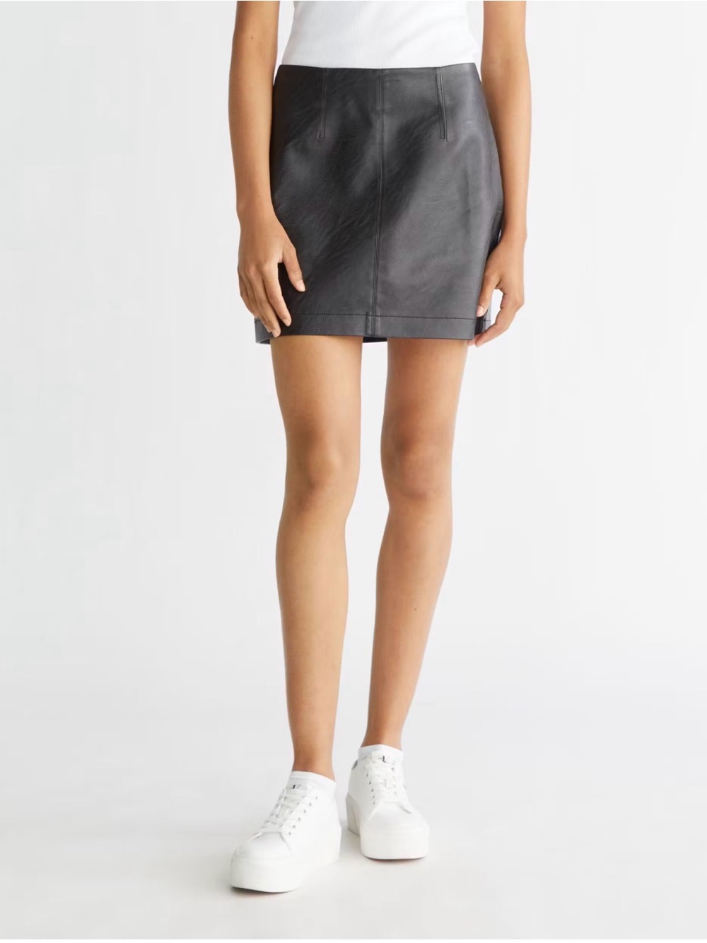 Calvin Klein Black Leather Mini Skirt